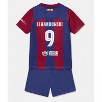 Camisa de time de futebol Barcelona Robert Lewandowski #9 Replicas 1º Equipamento Infantil 2023-24 Manga Curta (+ Calças curtas)